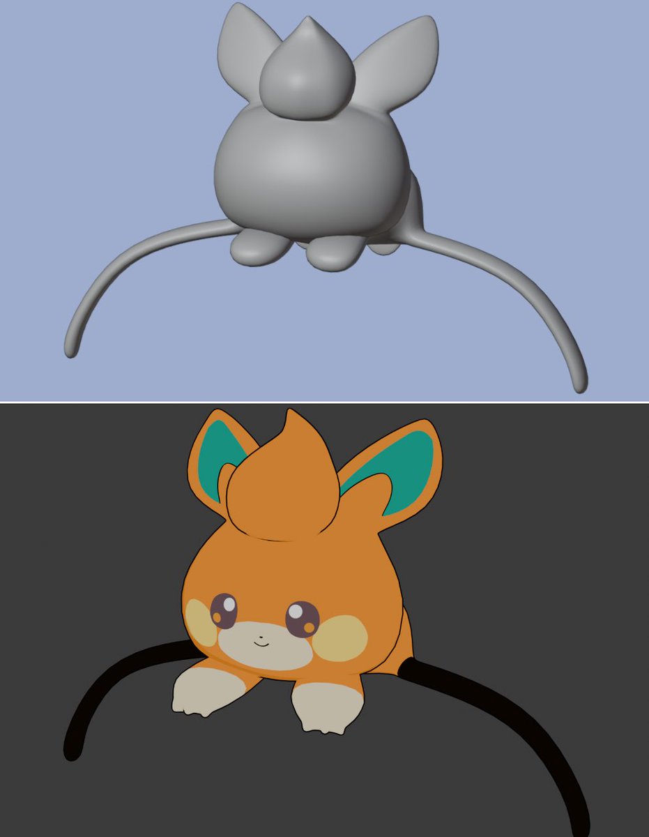6_tsukimi's tweet photo. りっかのポケモンモデリング
ここから↓
こうなったパモさんカチューシャを
→奥さんの"ななもち"につけてもらいました！

今後水曜日のポケモンsv配信シリーズではこの子をつけて配信予定です〜
#b3d #blender https://t.co/aswvBbXC1Z