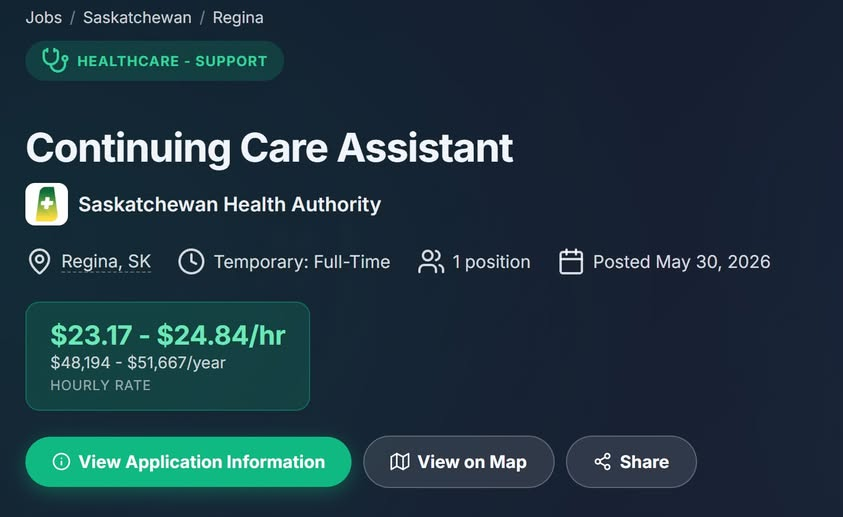 JobAdsCA's tweet photo. Saskatchewan Health Authority is looking for a Continuing Care Assistant in Regina, SK.

Find out more information at https://t.co/4ytmWrzscc

#Regina #saskatchewan #jobs #employment #SaskHealth https://t.co/sh6aaMEPKl
