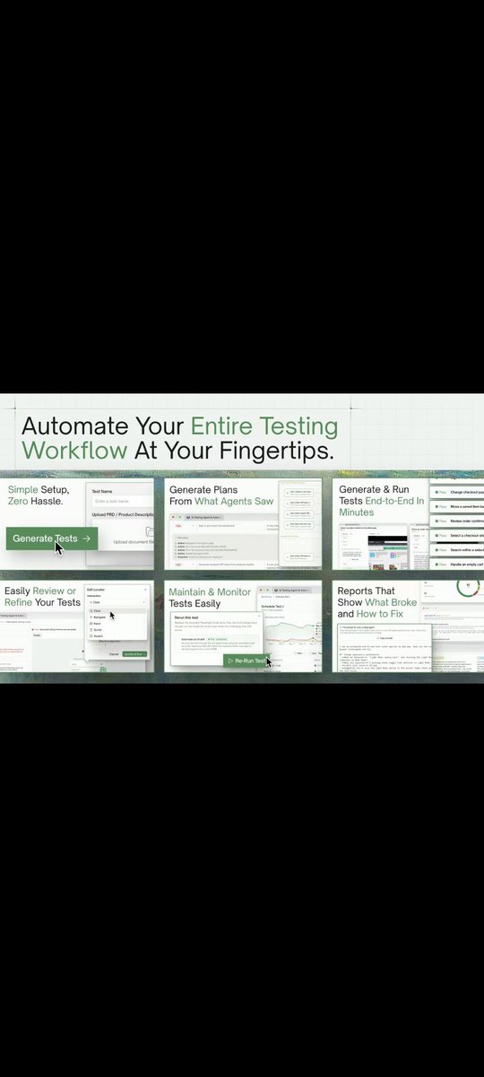 HowDevelop's tweet photo. For years, software delivery was constrained by one thing:

Writing code.

Now that's changed.

AI can generate features, refactors, tests, and even entire applications in minutes.

But there's a new bottleneck emerging:

Confidence.

How do you know the code actually works?

Most teams still rely on a familiar workflow:

→ Generate code with AI
→ Run CI/CD checks
→ Review the PR
→ Merge

The issue is that passing tests doesn't necessarily mean the user experience works.

Broken flows, missing edge cases, UI regressions, and unexpected interactions often don't show up until real users hit them in production.

That's why I found @Test_Sprite interesting.

Instead of only analyzing source code, it launches your application and actively interacts with it like an end user would.

The platform coordinates multiple AI agents that explore the product, build test scenarios, execute them, and document exactly what happened.

A few capabilities that stood out:

• Autonomous application exploration
• AI-generated test plans
• Replayable execution videos
• End-to-end API visibility
• Automatic adaptation to UI changes
• GitHub workflow integration

We're entering a world where creating software is becoming increasingly automated.

The real challenge is verifying that what was created actually behaves the way users expect.

That's the gap TestSprite is tackling.