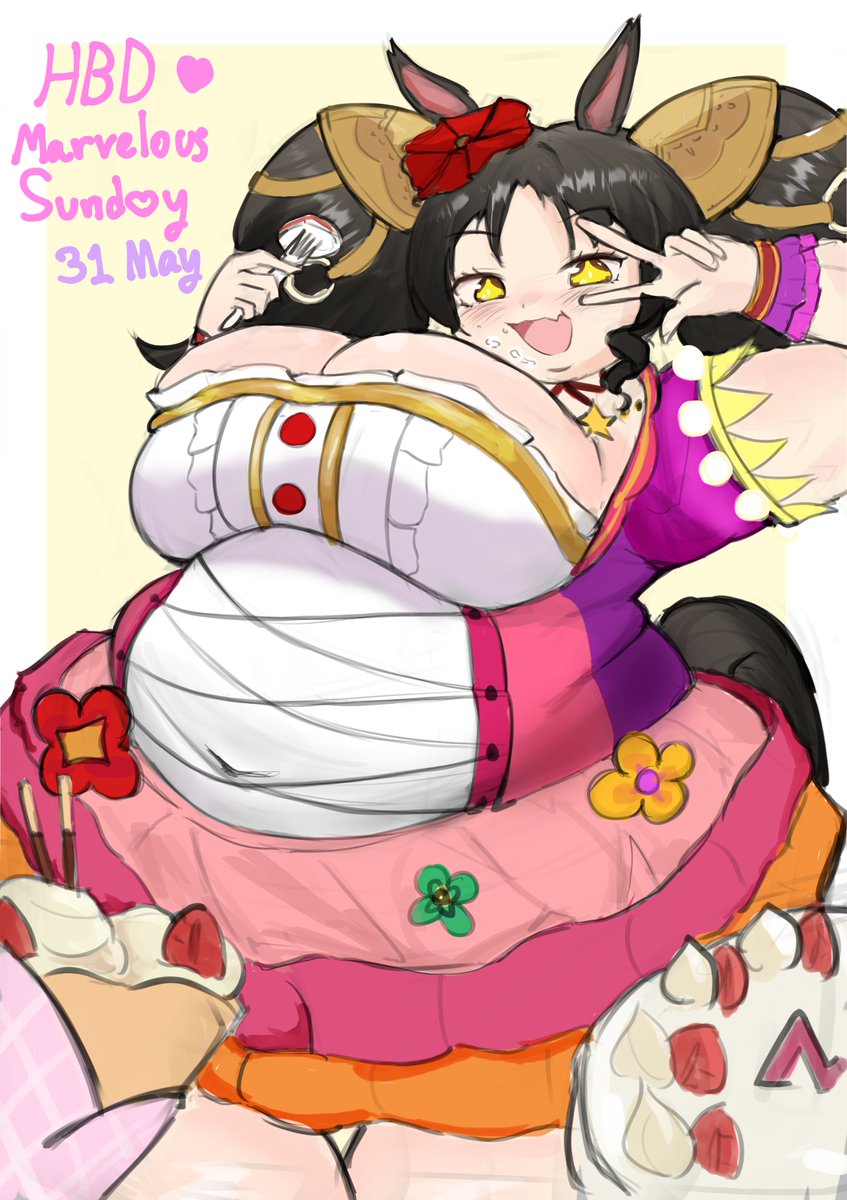 Purrazeilust's tweet photo. #22 WeeklyMarvelous
Happy birthday my beloved marvy 
#WeeklyMarvelous #umamusume #ウマ娘 #マーベラスサンデー #MarvelousSunday
#マー���ラスサンデー生誕祭2026
#bbw #chubby https://t.co/uhy0fp2SLv
