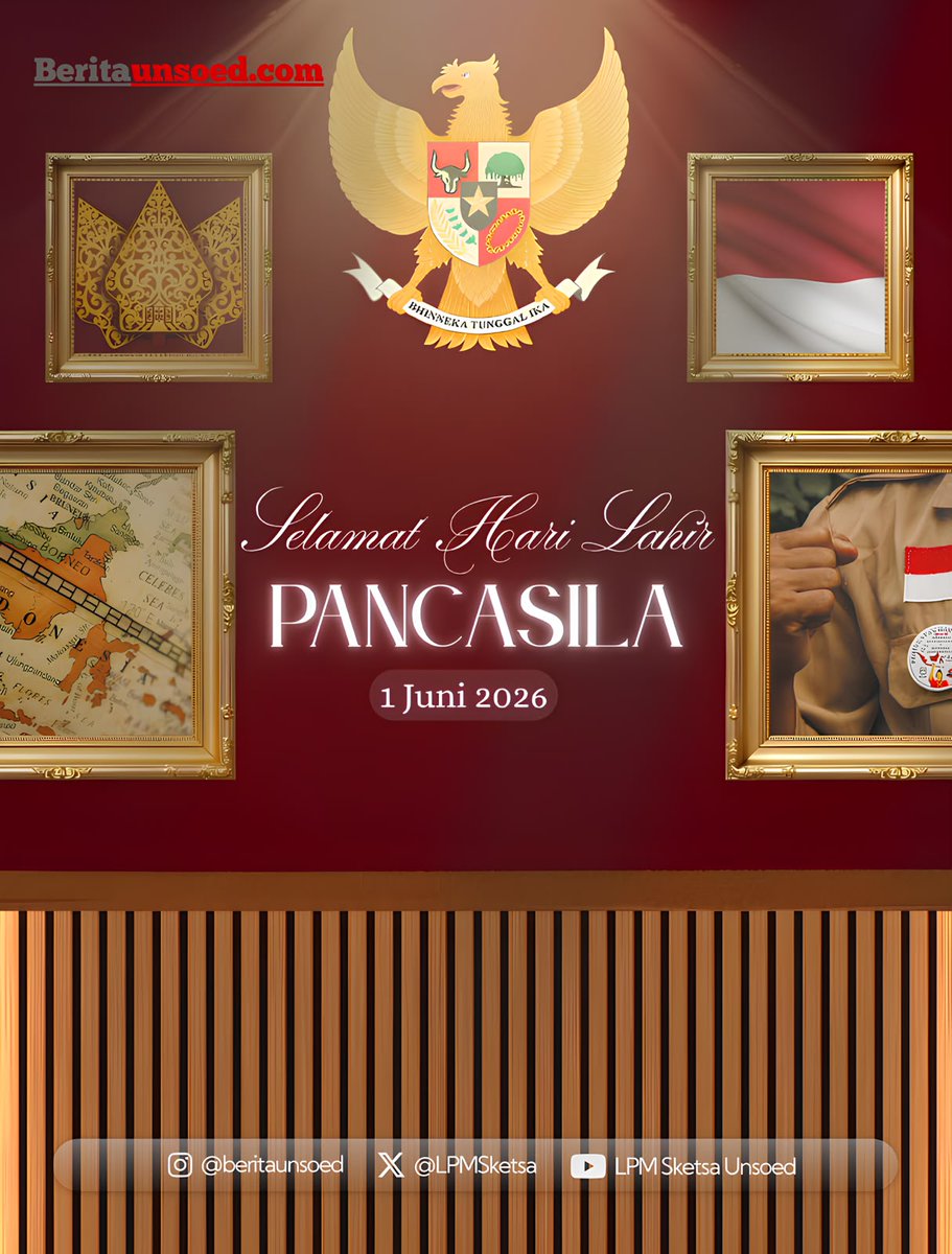 LPMSketsa's tweet photo. Pancasila adalah kompas moral yang harus akrab dengan seluruh lapisan masyarakat Indonesia. Nilai-nilainya wajib dirasakan semua kalangan, agar kita tidak tersesat dalam kesenjangan sosial. 

Mari hidupkan Pancasila di setiap lapisan dan satukan langkah demi keadilan sosial! https://t.co/5E72AkXmvV