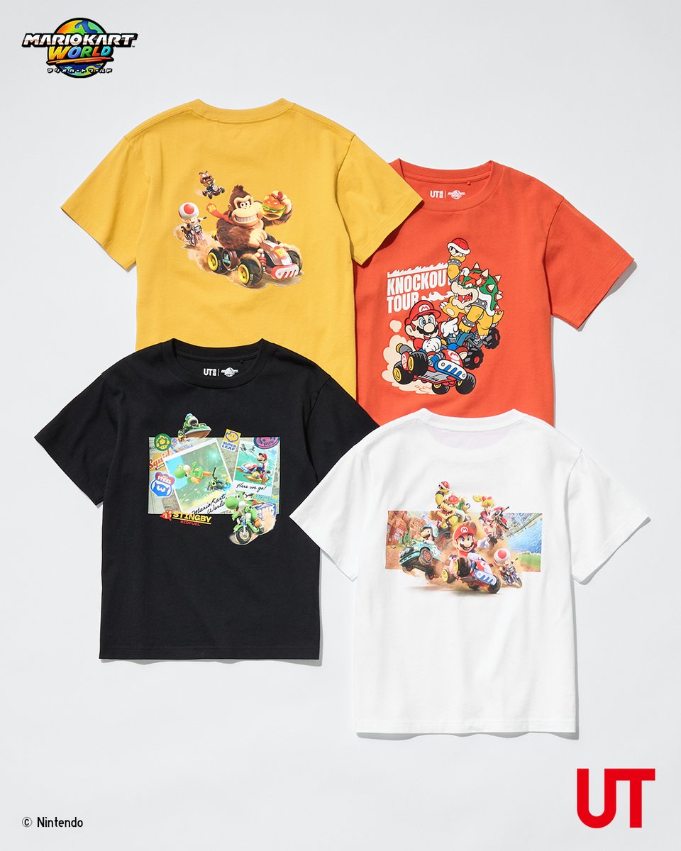 UNIQLO_JP's tweet photo. 『マリオカート』シリーズ最新作「マリオカート ワールド」がついにUTに登場！

ダイナミックなレースの臨場感と、個性豊かなキャラクターの魅力を余すところなくデザインに落とし込んだコレクション。

MEN/KIDS Tシャツ⏩8月中旬販売

KIDS スウェット⏩9月中旬販売

「欲しい！」と思ったら、オンラインストアでお気に入り登録👉♥️
https://t.co/87AmT3BvFF
