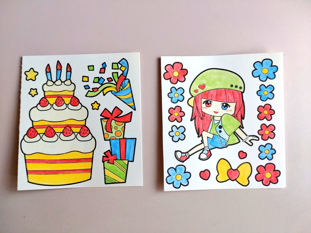 panku4696's tweet photo. 気楽に塗り絵しました😊

100均の塗り絵楽しかった🎵
前に塗ったのと合わせて１０枚すべて塗りました☺また、違う種類も買ったので塗るのが楽しみです🥰準備する物が水だけで気楽に塗れるのが良かったです！

今日は午後から病院……血液検査……気分が重たいけど頑張ってきます😇

#塗り絵 https://t.co/LVBxvpcLf9