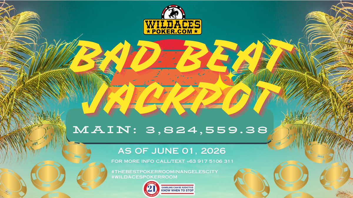 wildacespoker's tweet photo. MARKABLE MONDAY PLAYERS!!!

We are inviting you to play our NLH 25/50 blinds with an enormous jackpot of ₱3,824,559.38
Hit us up at our social media account

Fb: Wild Ace Poker Room
IG &amp; TW: Wild Aces Poker Room
Contact#:09175106311   

#thebestpokerroominangelescity https://t.co/G0iHil3vCS
