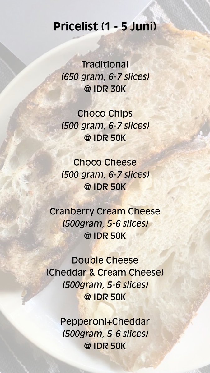_93degree's tweet photo. Aku juga lg mulai terima orderan sourdough sampai hari jumat ini 🫶🏻 https://t.co/BQ2haLSJVe