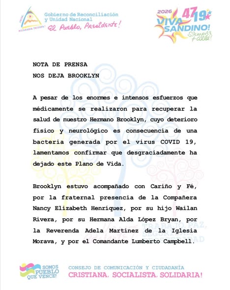 fenix66's tweet photo. La esencia del sandinismo, retratada en este comunicado despues de que causaron la muerte de Brooklyn Rivera.
Así ha actuado siempre la cúpula sandinista cuando está en el poder:
Asesinan y no solo se lavan las manos sino que también se hacen los "solidarios e inocentes". https://t.co/REkihnYrJy