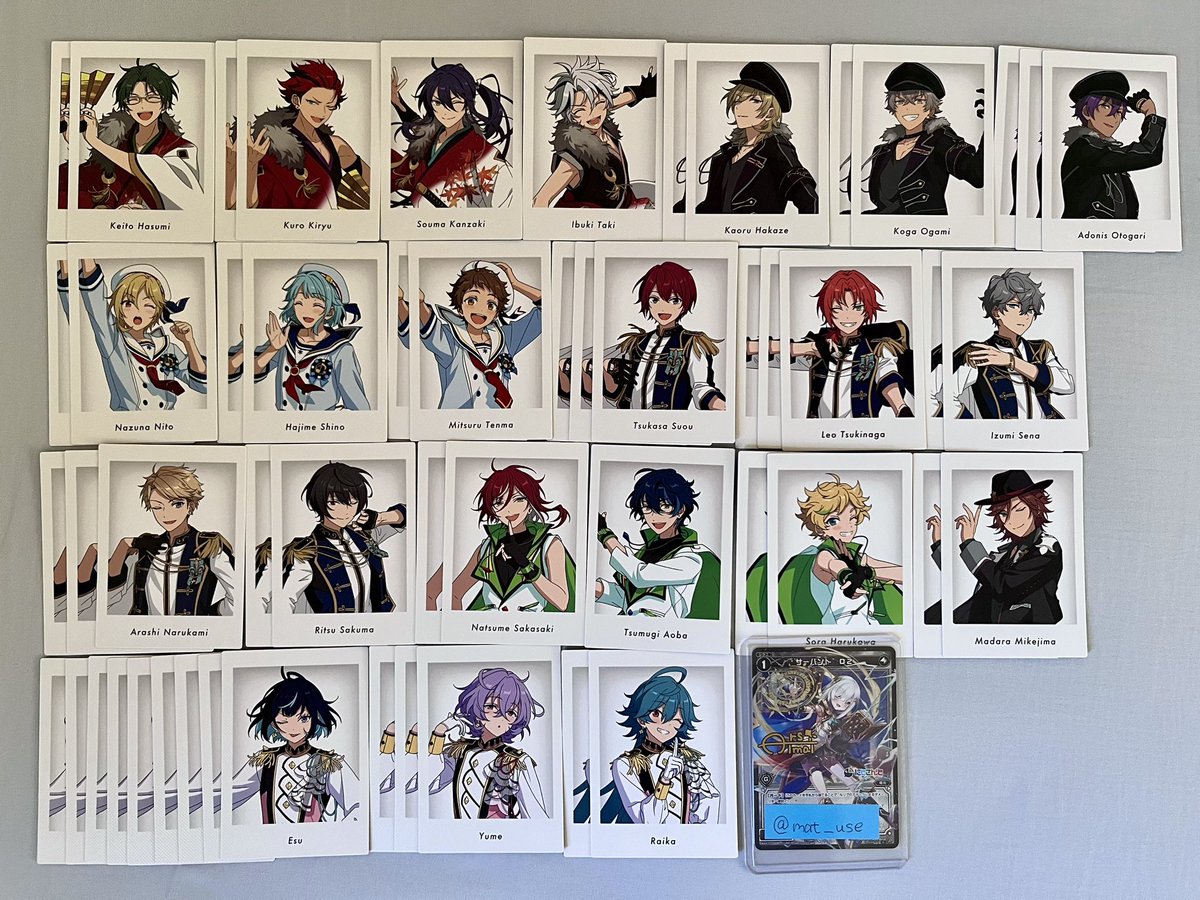 mat__use's tweet photo. 【譲渡】あんスタ ぱしゃっつ 特典

譲┆ 英智 渉 弓弦 スバル 真 真緒 鉄虎 忍 翠 千秋 奏汰 一彩 藍良 マヨイ 巽 ジュン みか ニキ HiMERU こはく ひなた ゆうた 敬人 紅郎 颯馬 伊吹 薫 晃牙 アドニス なずな 創 光 司 レオ 泉 嵐 凛月 夏目 つむぎ 宙 斑 エス ユメ ライカ

求┆記載額+送料 https://t.co/WLjRq91GHb