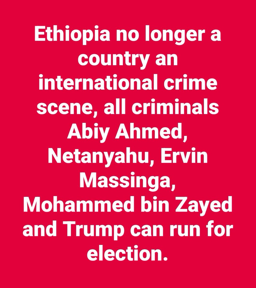 LemlemTigest's tweet photo. #Ethiopia #no longer a #country an #international #crime #scene, all #criminals #Abiy #Ahmed, #Netanyahu, #Ervin #Massinga, #Mohammed bin #Zayed and #Trump can run for #election. https://t.co/HHXOfNQUIq