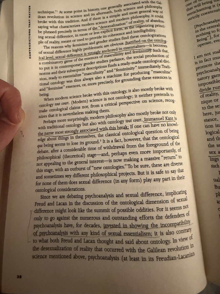 maff_km's tweet photo. @boreddeleuzian @zhenyamoder @Sofia_Phobia here are the passages that follow that quote, i think zup's point is a bit more subtle! specifically the claim that "Psychoanalysis is both coextensive with this desexualization ..[]" -both these traditional cosmologies and the ontology of modern science are historical moments 1/ https://t.co/4I4WmOzFTk