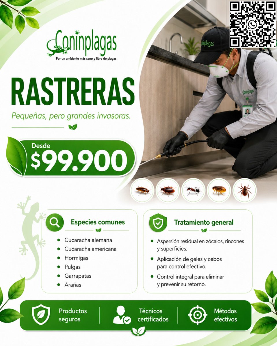 Coninplagas's tweet photo. Solicita tu servicio de control de plagas rastreras: cucaracha, hormigas, pescadito de plata, araña, entre otros https://t.co/67bafXVQzA
