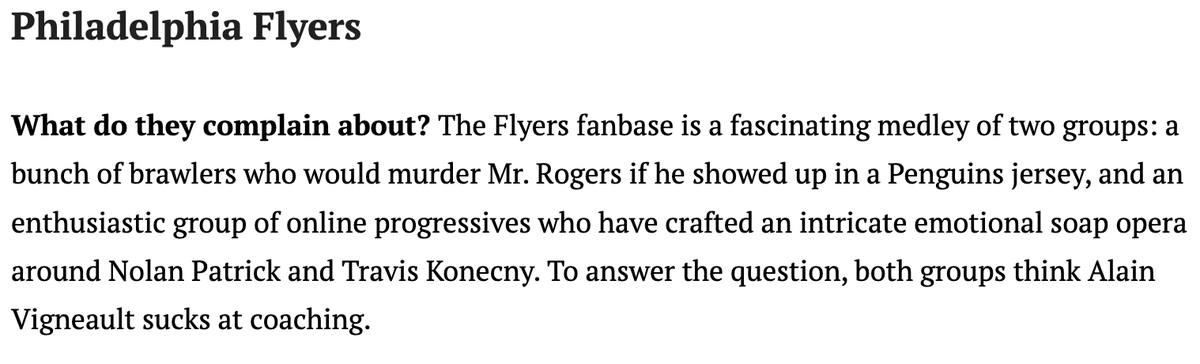 concretehaIIs's tweet photo. this is from a 2021 blog post titled "How Much Is Your NHL Fanbase Allowed To Complain?" and the whole thing is fascinating to me as a new hockey fan and id love a 2026 version from someone who's been into the game longer than me https://t.co/C1Av1P24y8