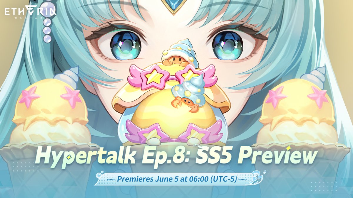 etheria_restart's tweet photo. Reserve Your Spot Now for Hypertalk Ep.8: SS5 Preview  
Dear Hyperlinkers,   

The special preview program for Etheria SS5 Season [Summer Surprise] will officially premiere on June 5 at 06:00 (UTC-5)! We’ll be revealing major details about the all-new SS5 season, including brand-new game modes, brand-new Animus, newly Awakened Animus, and much more. Don’t miss it!  
📶 [SS5 Season] Special Preview Program 
▶ Time: June 5 at 06:00 (UTC-5) 
▶ Stream Link: https://t.co/HET8pIpfLD  
🎁 SS5 Preview Celebration Rewards Redeem Code: UPFIDC8OIB5G 
Redemption Period: Until 2026/6/14 11:00 (UTC-5)  

We look forward to seeing you there! 

#EtheriaRestart