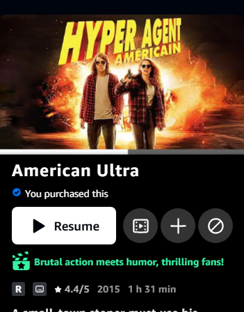 BokchoyStream's tweet photo. Why did they change the cover of American Ultra to Hyper Agent American on amazon prime? #mandelaeffect in progress? https://t.co/o53yVQI8Ur