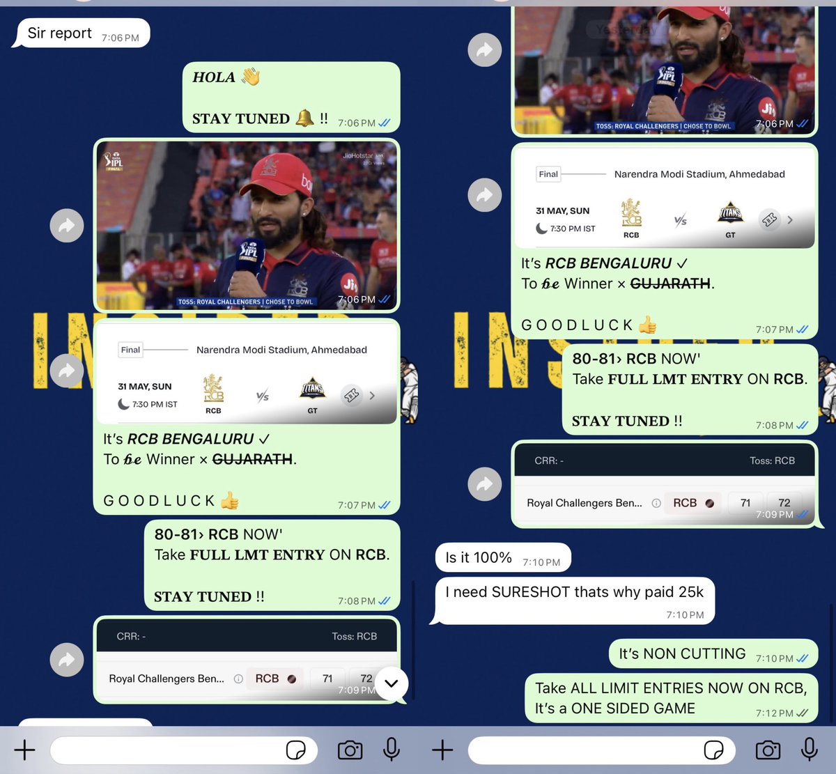 DMatchInsider's tweet photo. Congratulations 🥂 🥳
𝐑𝐂𝐁 𝐓𝐇𝐄 𝐂𝐇𝐀𝐌𝐏𝐈𝐎𝐍𝐒 🏆

IN IPL 74 MATCHES🔥
➎➑ 𝗪𝗢𝗡 🎉
➊➏ 𝗟𝗢𝗦𝗧💔
⓿➊ 𝗥𝗔𝗜𝗡 🌧️

𝗦𝗢 𝗠𝗔𝗡𝗬 
𝘔𝘦𝘮𝘰𝘳𝘪𝘦𝘴 𝘢𝘯𝘥 𝘑𝘢𝘤𝘬𝘱𝘰𝘵𝘴 🤩

100% 𝙈𝙖𝙩𝙘𝙝𝙚𝙨
𝙂𝙞𝙫𝙚𝙨 𝙐𝙨 𝙇𝙤𝙩 𝙊𝙛 𝙈𝙊𝙉𝙀𝙔💰

#MatchInsider | #RCBvGT | https://t.co/3S7lpaD2Yh