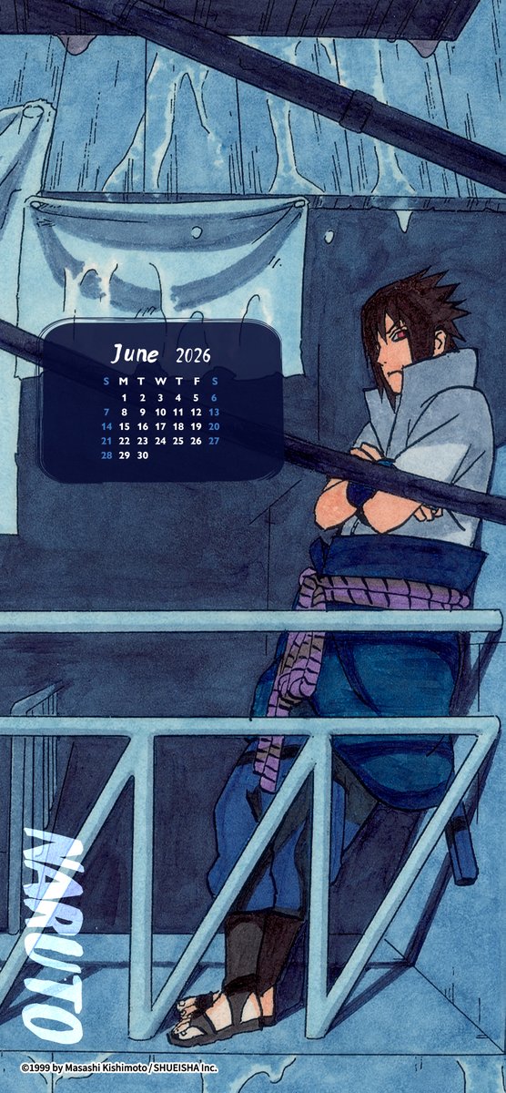 NARUTO_info_en's tweet photo. Here's the first of our calendars for June: Sasuke standing still amid the rain!

#NARUTO https://t.co/GE8azbuRK2