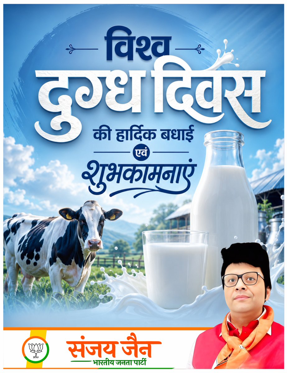 SunjayJainBJP's tweet photo. विश्व दुग्ध दिवस  की हार्दिक बधाई एवं शुभकामनाएं | 

भारत आज विश्व का सर्वाधिक दुग्ध उत्पादन करने वाला देश है तथा उत्तर प्रदेश इस क्षेत्र में देश का अग्रणी राज्य बनकर निरंतर नई उपलब्धियां हासिल कर रहा है। प्रदेश में स्वयं सहायता समूहों की पशुपालन व दुग्ध उत्पादन में बढ़ती भागीदारी महिलाओं के आर्थिक सशक्तिकरण एवं ग्रामीण आजीविका को नई मजबूती प्रदान कर रही है।