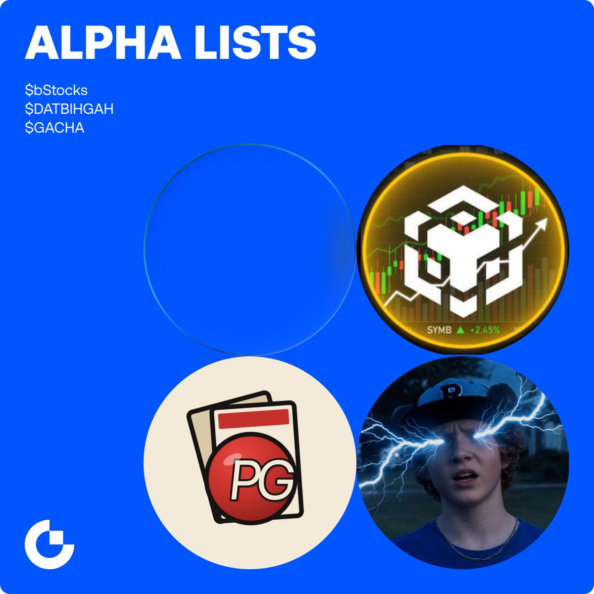 GateAlphaHQ's tweet photo. 🔥 Fresh listings on Gate Alpha HOT section: $bStocks, solana:5vAExw5RGMqsxUTUoX2UByh1vi4U4UoLL4fguaMEpump and solana:DnnmrZnCTqQn7bYbVAiWdJLreqrhg7HaSTkmhtzu8THy 

Trade early, earn Alpha Points, and seize your market edge.
👀 Explore emerging trending tokens on Gate Alpha — Gate’s professional on-chain trading aggregation platform.

🔍 Contract Address
bStocks: 0x2F701b108a9aF5558960325A0239D0a13c2C4444
DATBIHGAH: 5vAExw5RGMqsxUTUoX2UByh1vi4U4UoLL4fguaMEpump
GACHA (@powergacha_sol ): DnnmrZnCTqQn7bYbVAiWdJLreqrhg7HaSTkmhtzu8THy

👇 Trade Now
bStocks: https://t.co/tKmUHFbZkW
DATBIHGAH: https://t.co/IyahnE7E6M
GACHA: https://t.co/WAaq8RDGcT