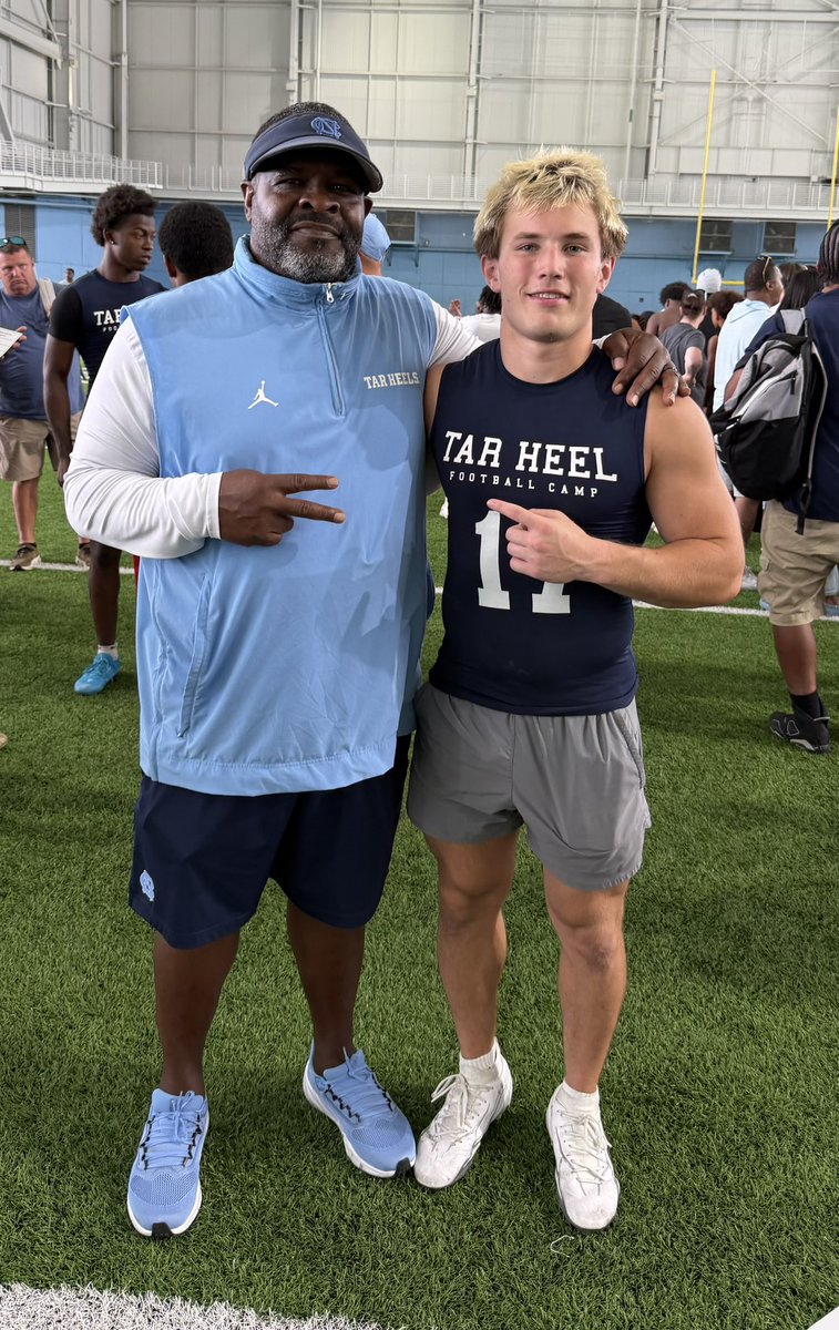 Broden_M11's tweet photo. Had a great day at the @UNCFootball Prospect Camp. Felt like I put together a strong performance (PR in 40 yd dash at 4.53!) and enjoyed competing against too talent. Thank you to @Belichick_B, @coachmeans_20, @CoachBPetrino and the rest of the coaching staff and players for the opportunity and feedback.

Back to work. Next stop…@ClemsonFB on Tuesday!

@willbradleysp @FMHSFB23 @coachmcneely @CoachHam7 @CoachJameySmall @CoachMcManusRH