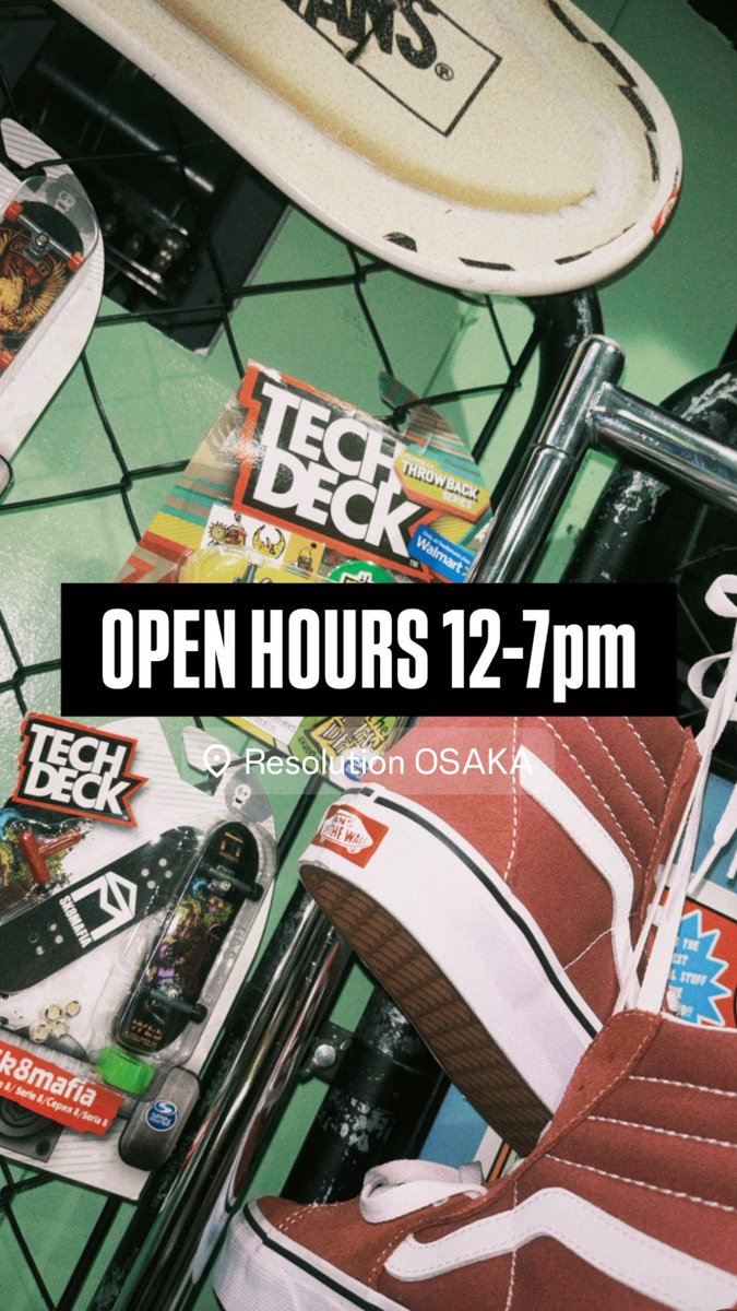 ResolutionOsaka's tweet photo. OPEN HOURS 12:00-19:00
https://t.co/nqhXDAdizy https://t.co/MSQyk6iDYQ