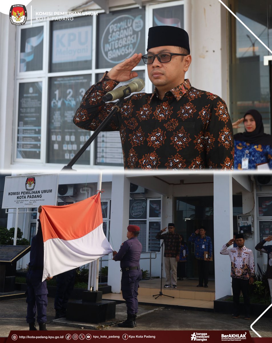 PadangKpu's tweet photo. #TemanPemilih, KPU Kota Padang menggelar Upacara Peringatan Hari Lahir Pancasila yang berlangsung khidmat dan penuh semangat kebersamaan di halaman Kantor KPU Kota Padang. (1/06/26).

#KPUMelayani https://t.co/ja5U8Y9Liu