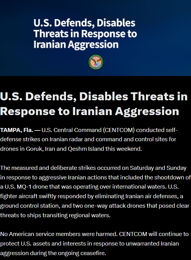 Osinttechnical's tweet photo. Over the last 20 minutes:

0600 local: Iran carries out a ballistic missile attack on Kuwait (likely targeting US forces in response to the next event).

0615: CENTCOM confirms it carried out strikes on Iranian radar and command and control sites for drones earlier this weekend. https://t.co/S9eRLkZuMV