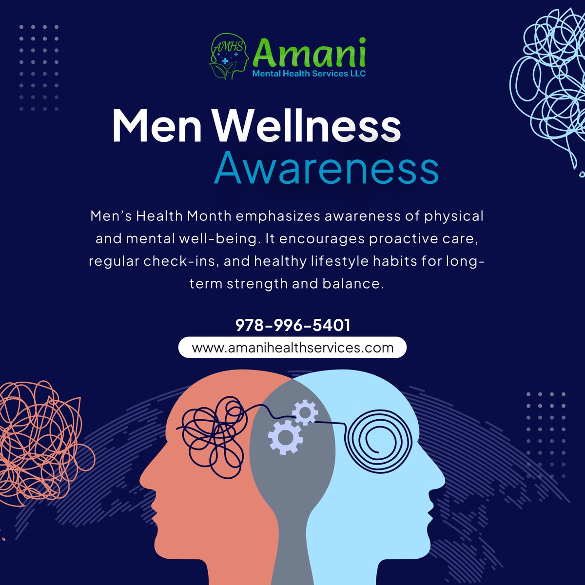 amanimhs's tweet photo. Men’s Health Month reminds everyone to prioritize well-being through healthy habits and consistent self-care practices. 💪🧠❤️
 
#MensHealthMonth #MensWellness #HealthAwareness https://t.co/PTwt74t8pi
