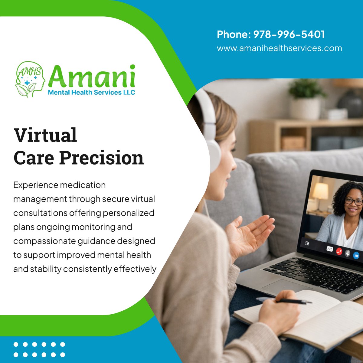 amanimhs's tweet photo. Get structured mental health support through tailored virtual care that prioritizes safety comfort and consistent medication oversight for better outcomes 

#MentalHealthServices #AmesburyMA #VirtualCare https://t.co/VRheuWFZPr