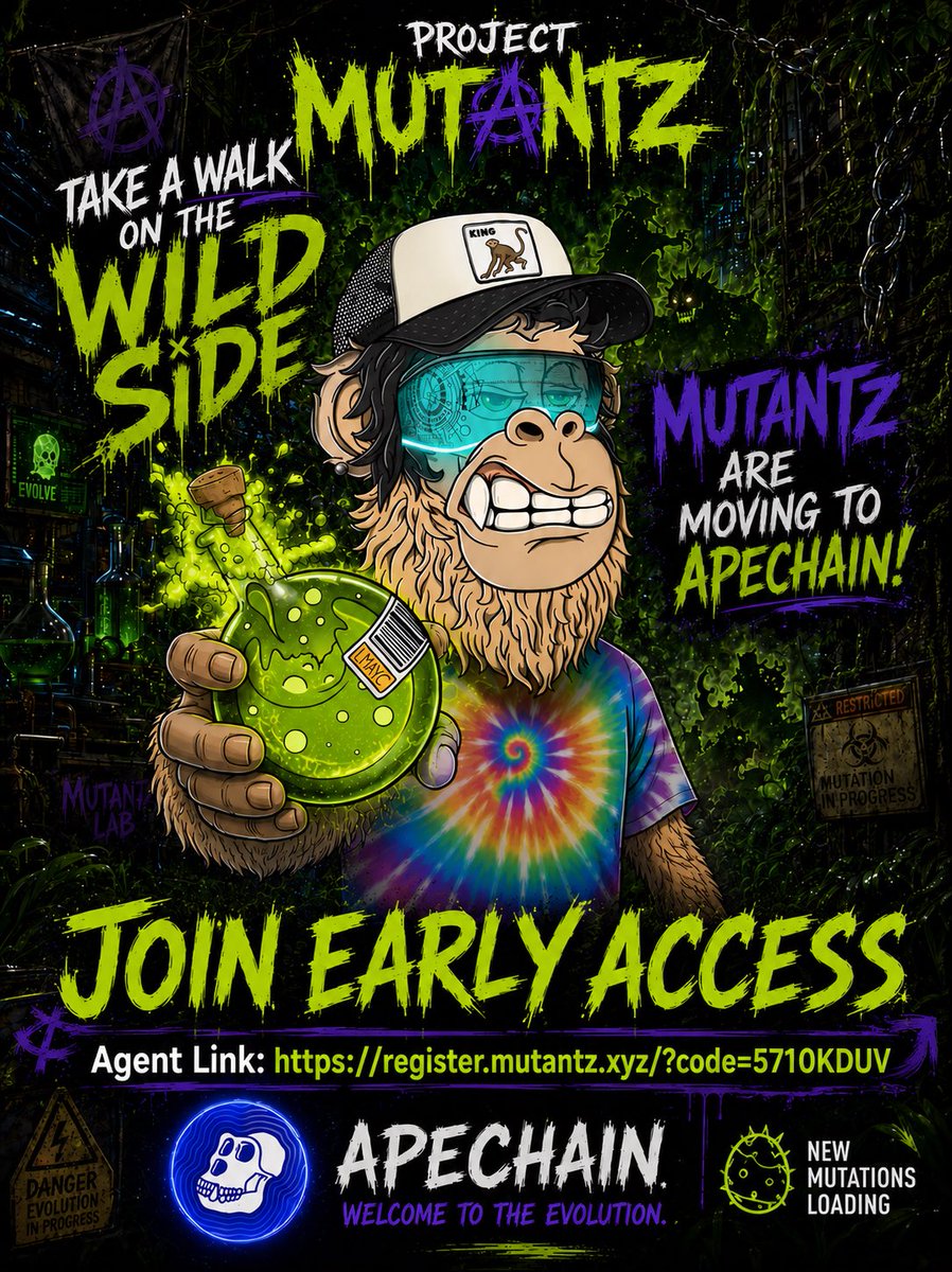GalacticEyeNfts's tweet photo. Mutantz are comingโฆ.
Get yourself ready!
Join my WL with referral code below ๐๐ป
#Mutantz @ReversozHQ will be minting on #ApeChain $Ape
And shortly after entering the #Otherside
@OthersideMeta
๐งช๐๐ปhttps://t.co/oqwS1Pe1OD https://t.co/TREpl7AEDM