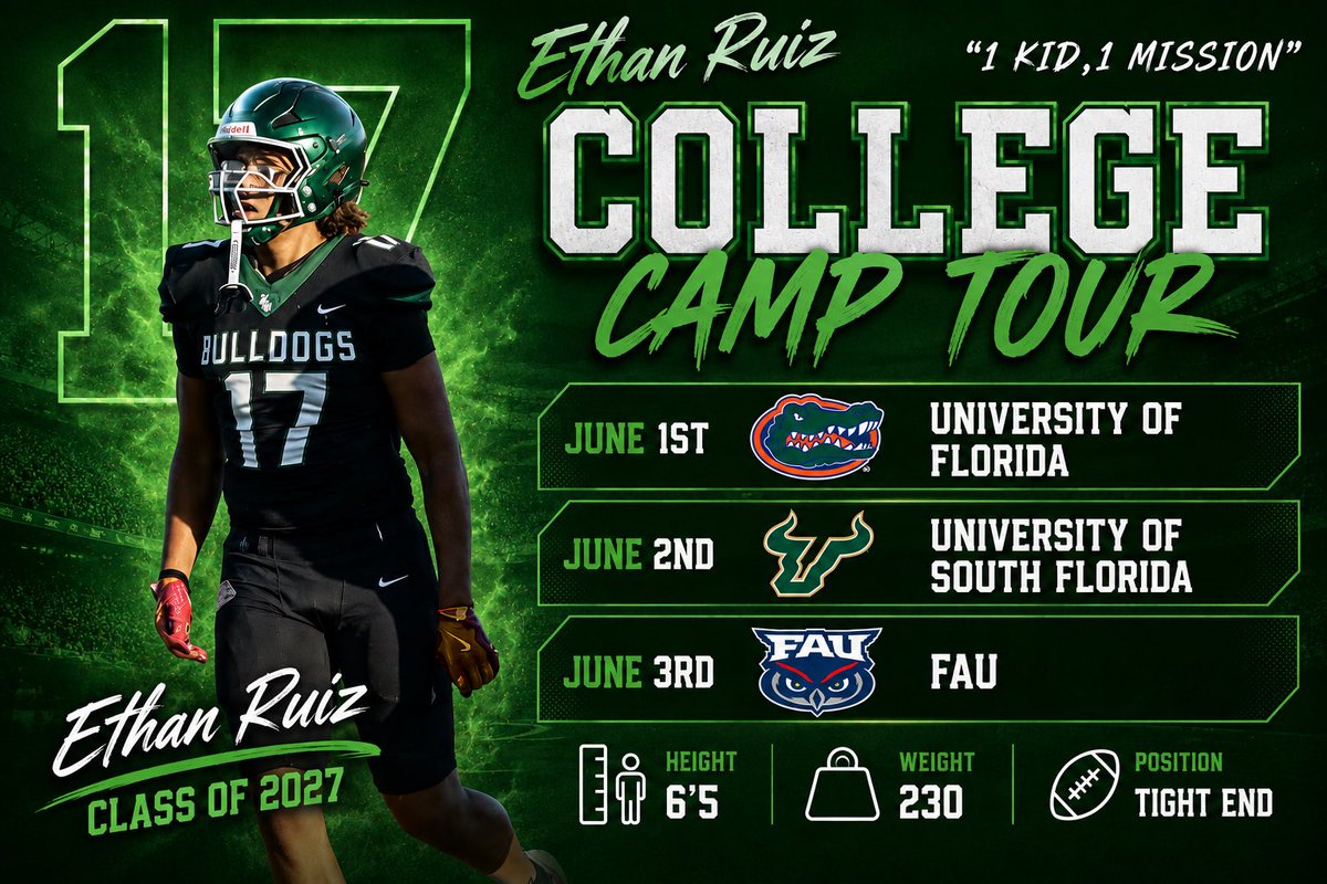 EthanRuiz____'s tweet photo. Excited to Announce that I will be competing at these camps this week and here are the Dates!
@CoachPTurner @Coach_Charlie38 @PrepRedzoneFL @EvanMckissack @CoachJDulaney @CoachBinckes https://t.co/tasHwKWVtn