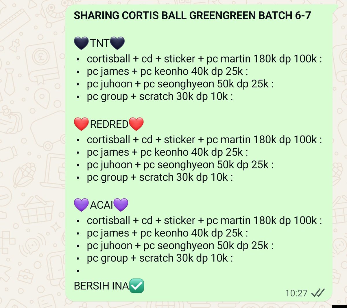 honmonostore's tweet photo. *SHARING CORTIS BALL GREENGREEN BATCH 5*

🖤TNT🖤❤️REDRED❤️💜ACAI💜

2 JUNI 2026 
JAM 7 MALAM 
https://t.co/9wbX7i26z6
#corball #cortis #wts #wtb https://t.co/Gghv7JfV8o