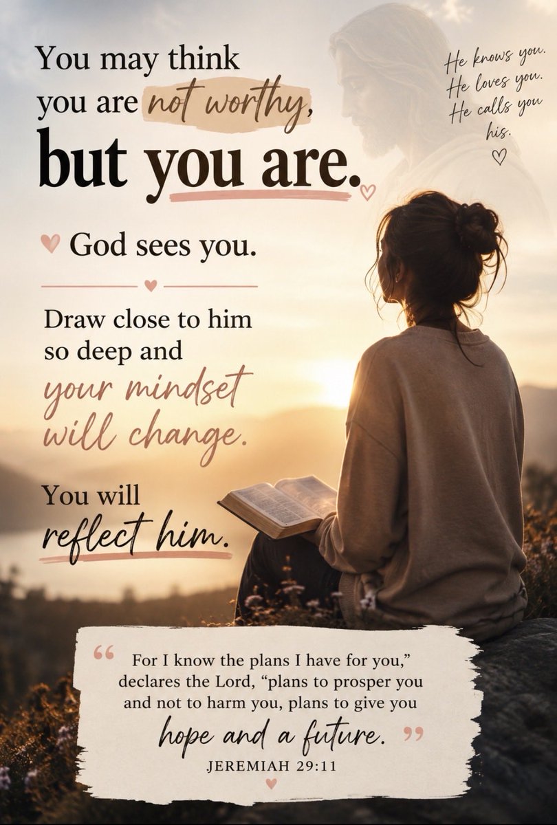SallyAVasquezz's tweet photo. Someone scrolling right now needs this: God sees you differently than you see yourself. Draw close to Him, and He will begin to transform the way you think, live, and love. ❤️
#GodSeesYou #Faith #BibleVerse
#DrawNearToGod  #ChristianEncouragement
#JesusSaves
#JesusChrist https://t.co/M2Tj7hL272