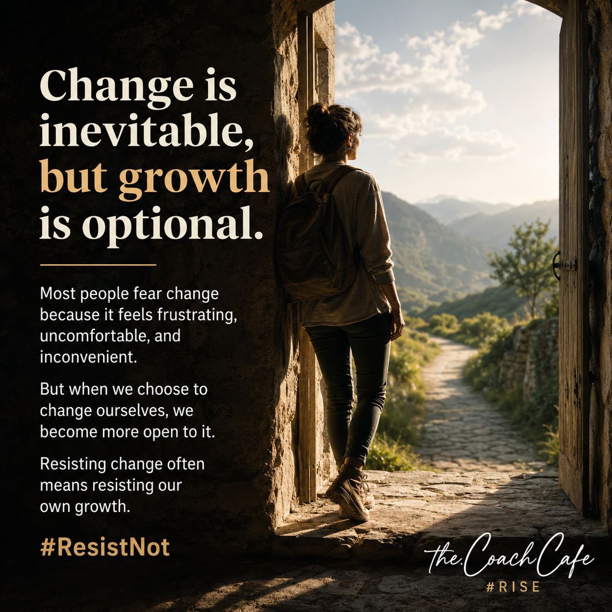 thecoachcafe's tweet photo. Change is inevitable, but growth is optional. Most people don’t like change; they fear it and often avoid it. Change is frustrating, uncomfortable, and inconvenient, which is why so many find it unsettling. It’s human to resist it. … https://t.co/it8HPxhmIn