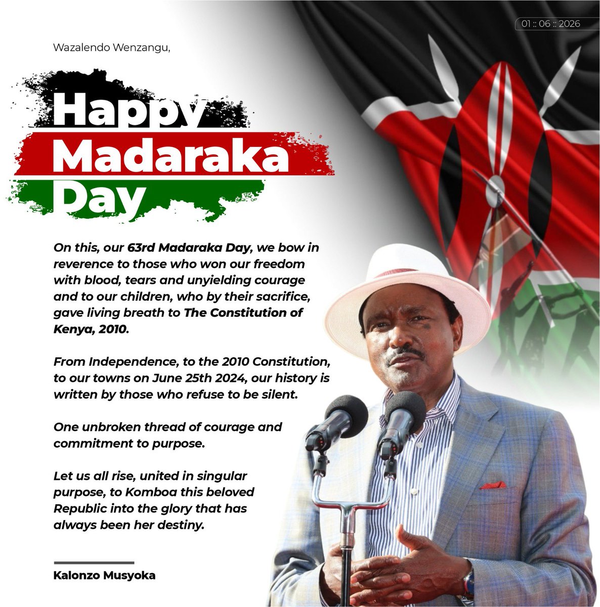 skmusyoka's tweet photo. Happy 63rd Madaraka Day. https://t.co/TjmDzqHHck