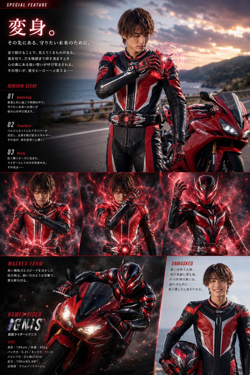 佐藤海斗くん20歳 実は仮面ライダーだったみたいな設定☺️ AIが