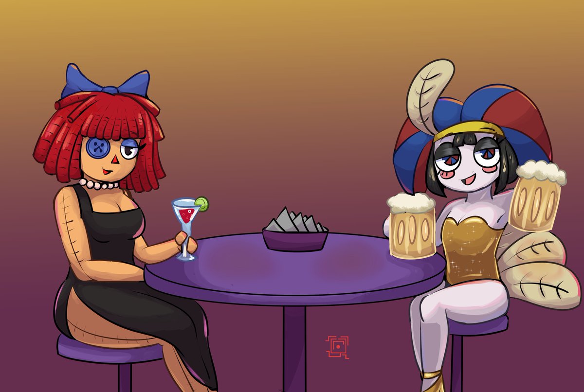 Shattercore03's tweet photo. Would you accept a drink of these two gals? 👁✨

#theamazingdigitalcirus #tadcㅤㅤ #ragatha #pomni https://t.co/BXYd6xJIVv