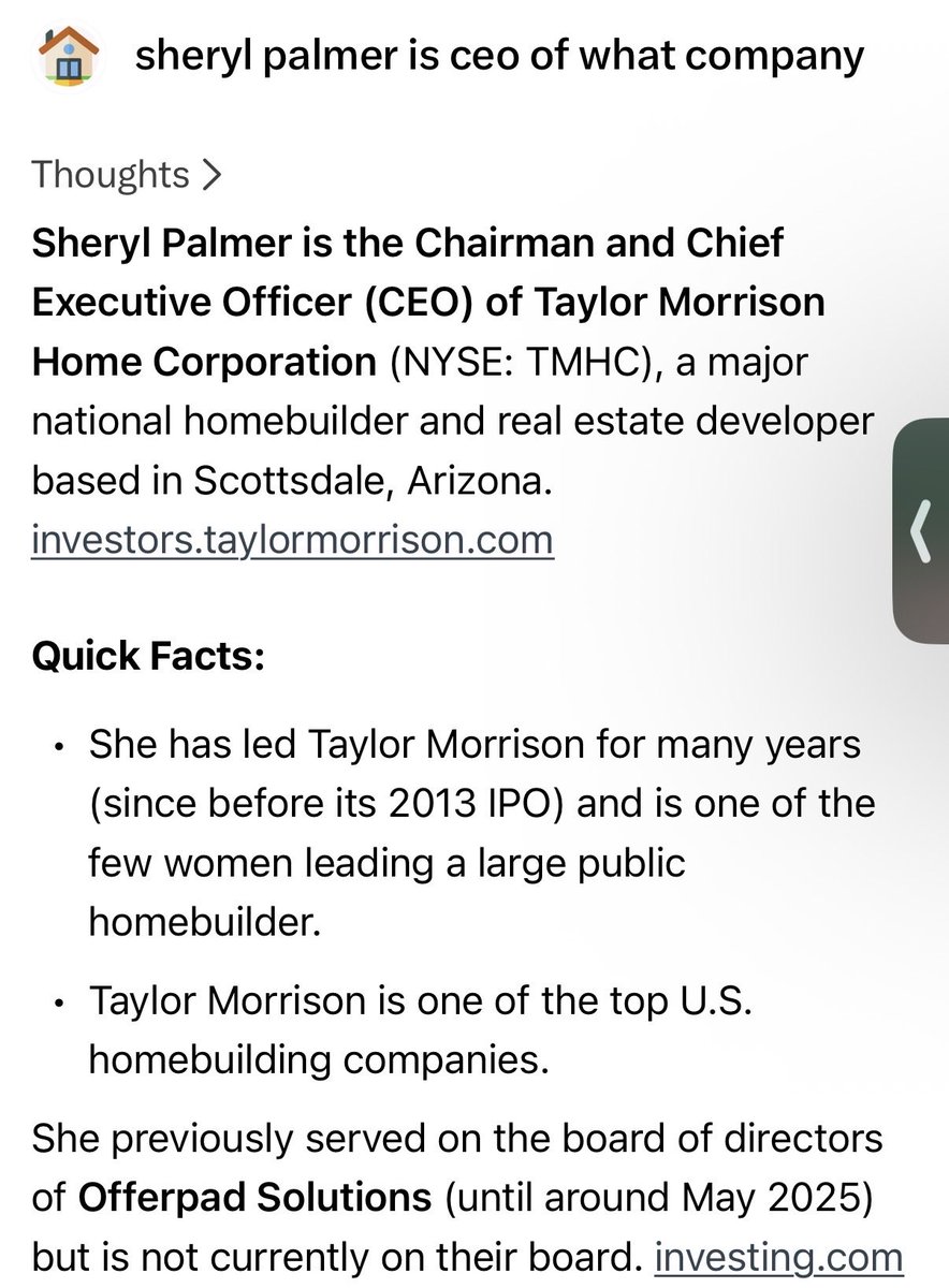 CapitalSqueez's tweet photo. $OPAD Warren Buffet is buying Homebuilder Taylor Morrison. 

Sheryl Palmer is CEO of Taylor Morrison, and she used to be on Board of Director for Offerpad until May 2025. 

@Offerpad https://t.co/TDn9xdEARY