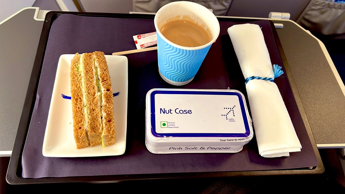 KasamShaikh's tweet photo. First tray meal. First row. First flight of the day. @IndiGo6E just made breakfast feel premium. Well done, and thanks Asma! ✈️👏 https://t.co/Qy5pBO3U5J