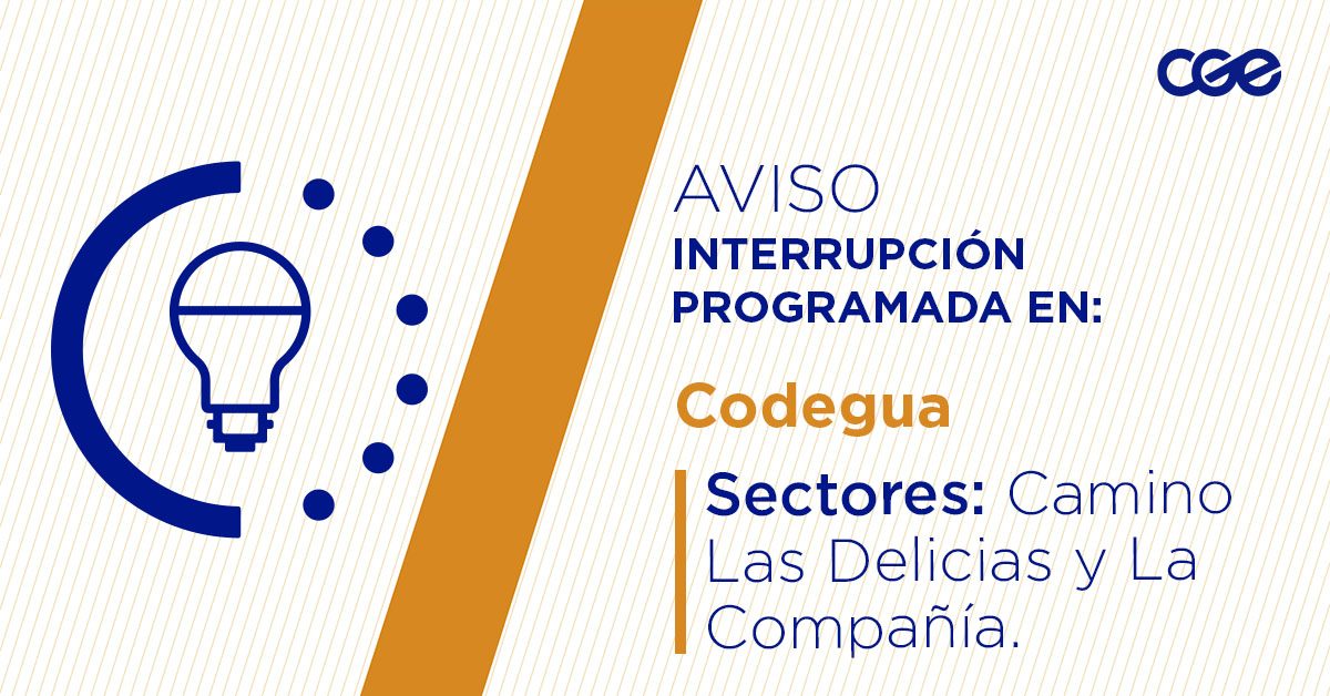 CGE_Clientes's tweet photo. Para mejorar la calidad del suministro de nuestros clientes de #Codegua, este miércoles, entre 10:00 y 16:30 horas, se realizará una #InterrupciónProgramada (sectores en la imagen 👇) debido a trabajos de mejoras. Recuerda desconectar tus artefactos 🔌 https://t.co/fnGVPonNG5