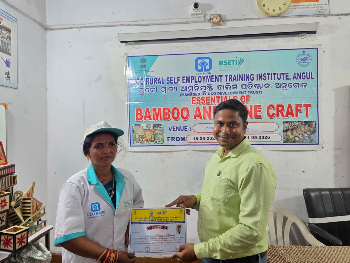 DFO_Angul's tweet photo. 🌿🎋 Empowering Rural Livelihoods Through Skill Development! 🎋🌿
The AJY Team of the Angul Forest Division visited UCO RSETI, Angul, during the Bamboo Craft Training Programme assessment. Certificates were awarded to the trainees upon successful completion of the programme, recognizing their hard work and newly acquired skills.
This initiative promotes sustainable livelihoods and self-employment through bamboo-based enterprises.
👏 Congratulations to all the trainees, and best wishes for their future endeavors!
#AngulForestDivision #AJY #BambooCraftTraining #SkillDevelopment #SustainableLivelihoods #BambooEnterprise #RSETI #UCORSETI #Odisha 🌿🎋
@CMO_Odisha @GaneshRamBJP @ForestDeptt @pccfodisha @PCCFWL_Odisha @mission_shakti