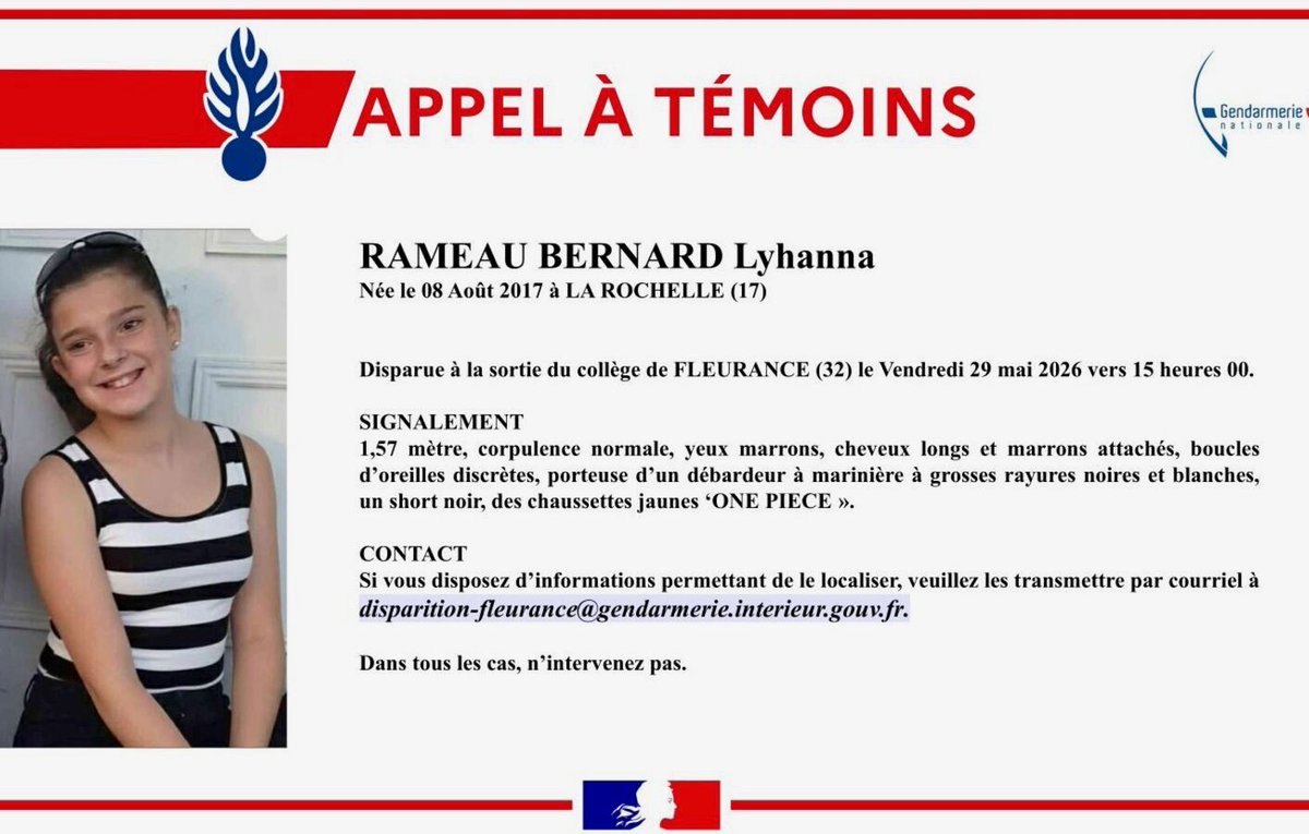 20minutestoul's tweet photo. Gers : Suspect en garde à vue, recherches… Lyhanna, 11 ans, reste introuvable https://t.co/i9SQSXYK6V https://t.co/lCYqouMmRC