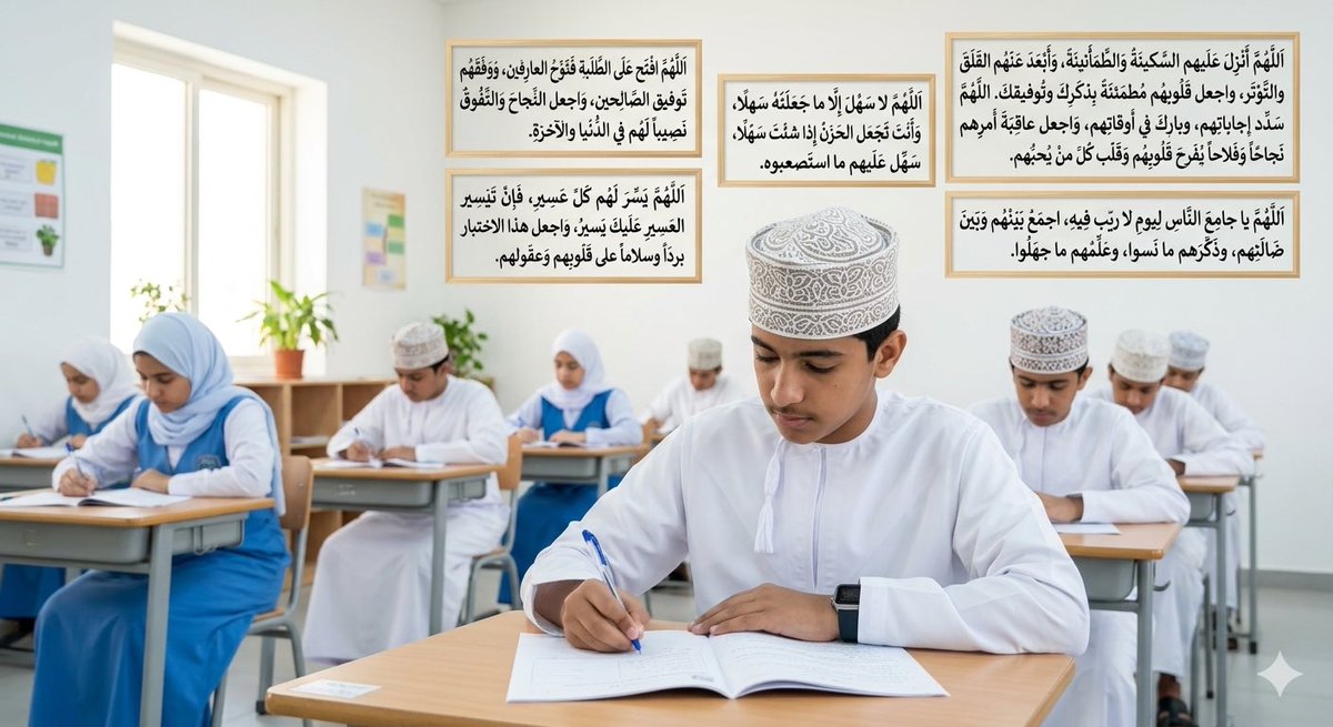 jamilahschool's tweet photo. "اللهم افتح على الطلبة فتوح العارفين، ووفقهم توفيق الصالحين، واجعل النجاح والتفوق نصيباً لهم في الدنيا والآخرة."

 "اللهم يسّر لهم كل عسير، فإن تيسير العسير عليك يسير، واجعل هذا الاختبار برداً وسلاماً على قلوبهم وعقولهم."

#فعاليات_تعليمية_شمال_الباطنة https://t.co/eP2snkvh1r