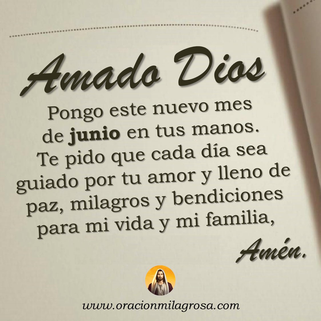 oracion_milagro's tweet photo. ORACIÓN DE BENDICIÓN PARA EL MES DE JUNIO: Amado Dios, hoy comienza JUNIO y desde ahora me comprometo a vivir este mes con bondad y esperanza. Por favor cuida de mí, de mi familia y concédenos un mes de paz, bendiciones y milagros.

Mira este vídeo en: https://t.co/8surR8dOUZ ✨