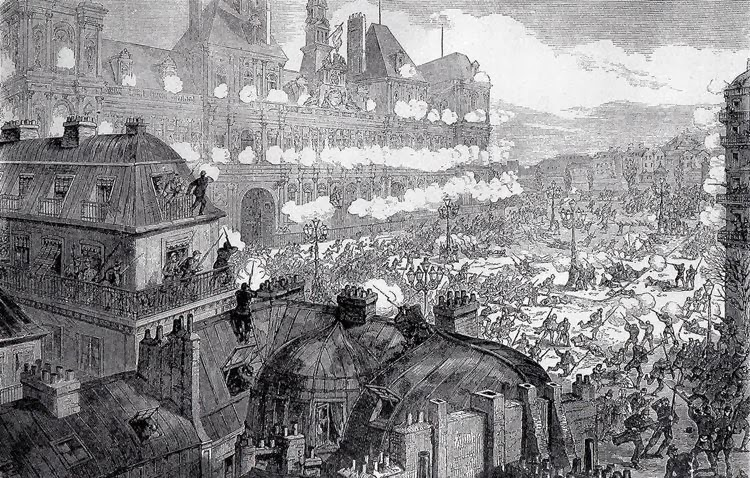 Mar_Musa's tweet photo. @RizomaSchool Top photos are from '68, bottom are from the Paris Commune of 1871, the gold standard of French civil unrest/revolution (other than *the* Revolution I guess) https://t.co/X53JgcEexz