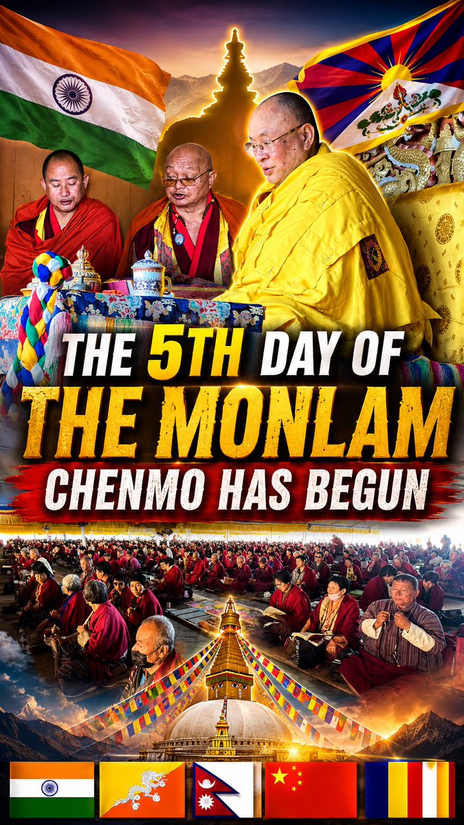 InsightBhutan's tweet photo. 🙏✨ The 5th Day of Monlam Chenmo has begun, bringing thousands together in prayer, compassion, and hope. 🇧🇹❤️ May peace, wisdom &amp; blessings reach every corner of the world. 🌏🕯️ #MonlamChenmo #Bhutan #Buddhism #PrayerForPeace #Spirituality #BhutanNews #Blessings #TrendingNow🙏🔥 https://t.co/E1gKfghBT8