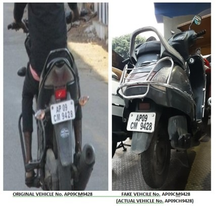 hydcitypolice's tweet photo. 𝐔𝐬𝐞 𝐨𝐟 𝐓𝐚𝐦𝐩𝐞𝐫𝐞𝐝 𝐍𝐮𝐦𝐛𝐞𝐫 𝐏𝐥𝐚𝐭𝐞 𝐭𝐨 𝐀𝐯𝐨𝐢𝐝 𝐂𝐡𝐚𝐥𝐥𝐚𝐧𝐬 𝐋𝐚𝐧𝐝𝐬 𝐕𝐞𝐡𝐢𝐜𝐥𝐞 𝐎𝐰𝐧𝐞𝐫 𝐢𝐧 𝐋𝐞𝐠𝐚𝐥 𝐓𝐫𝐨𝐮𝐛𝐥𝐞

The Hyderabad City Traffic Police detected the use of a fake vehicle registration number plate by Khanchandani Balram (59), a resident of Himayathnagar, who tampered with the registration number of his Honda Activa from AP09CH9428 to AP09CM9428 to evade traffic challans. The misuse resulted in traffic violations being wrongly attributed to the genuine owner of vehicle No. AP09CM9428.

Based on the findings, Sultan Bazar Police registered FIR under Section 318(4) BNS read with Section 80(a) of the Motor Vehicles Act and initiated legal action against the accused. Hyderabad Traffic Police cautioned the public that the use of fake or tampered number plates is a punishable offence and warned that such violations are being detected through CCTV and ANPR surveillance systems.