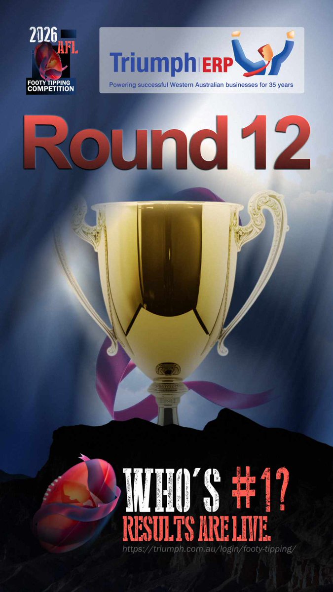 TriumphSoftware's tweet photo. The latest Triumph AFL Footy Tipping results are in. 
👉 Check the winners and next round info: https://t.co/OcqUTac60C
Plus, this week’s Featured Module spotlight: https://t.co/pa2fbWKahW .

#AFL #FootyTipping #TriumphCommunity https://t.co/TrMZHjQtND