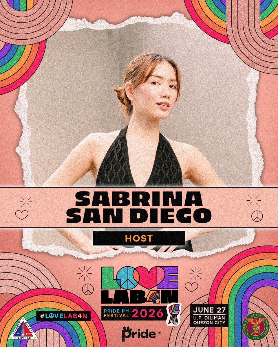 tfpridePH's tweet photo. BUT WAIT, THERE’S MORE! 🏳️‍🌈✨

Salmo Nella
Sabrina San Diego
Gino Hinolan
Kim Bejerano

​#LoveLab4n #PridePH #PridePHFestival2026 #OnePridePH https://t.co/0uyuWNmIF5