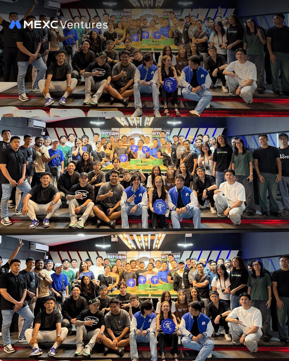 MEXC_SEA's tweet photo. Celebrating Bitcoin Pizza Day the right way with good vibes, great people, and even better slices. 🍕₿

The Alpha Intel x MEXC Ventures fam came through to honor the trade that started it all. From hodlers to degens, we're all united by pizza and the blockchain. See you at the next one! 🔥

#BTCPizzaDay #BitcoinPizza #AlphaIntel #MEXCVentures #MEXC #Bitcoin #BTC #CryptoCommmunity #Web3