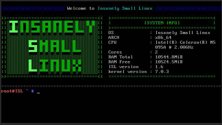 howtopam's tweet photo. Insanely Small Linux (ISL) is a minimalist, kernel-focused operating system designed to push the absolute limits of the x86_64 architecture. Developed by Neo. this project focuses on extreme optimization, achieving a functional OS in just 5MB. https://t.co/zH361166Pq https://t.co/dU1RgMCYEa