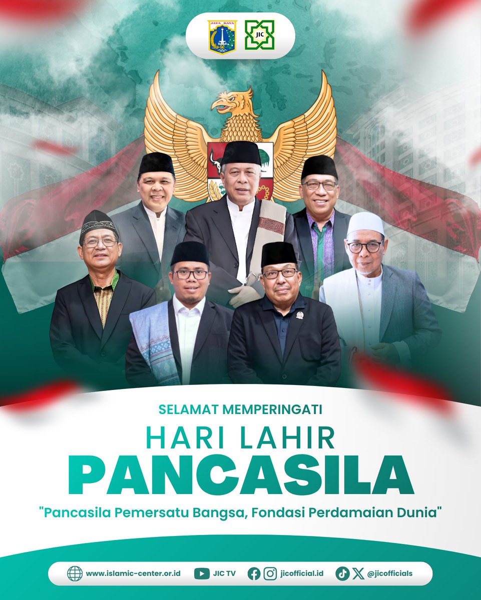 JICOfficials's tweet photo. 🇮🇩 Selamat Memperingati Hari Lahir Pancasila.

Mari jadikan nilai-nilai Pancasila sebagai pedoman dalam bersikap, berkarya, dan menjaga persatuan bangsa.

Pancasila Pemersatu Bangsa, Fondasi Perdamaian Dunia.

#HariLahirPancasila #Pancasila #IndonesiaMaju #JIC https://t.co/SnyWD6mwt1